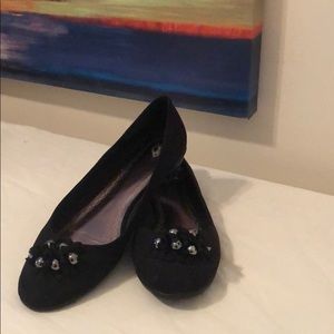 Black flats with beading
